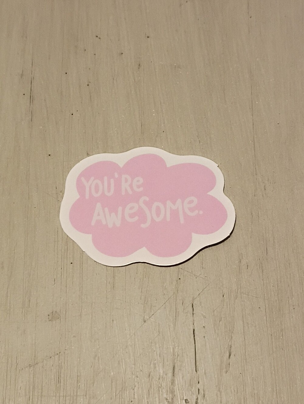 10/$10 Sticker Decal - You're Awesome. Text In Pink Flower Shaped Bubble - New